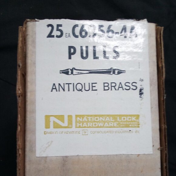 Vintage 70s MCM National Lock Decorator Hardware Antique Brass Drawer Pulls (26) - Picture 3 of 6